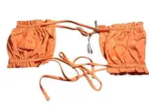 NWT Free People X Toast Swim Women's L Ruffle Bandeau Bikini Top Nectarine