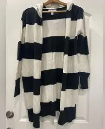 Popsugar Black & White Stripped Hooded Cardigan
