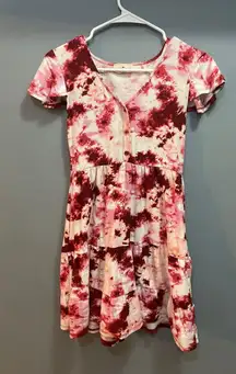 Derek Heart red tye dye mini dress