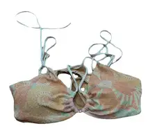 P2F Power To The Flower Bikini Top Size Large Boho Festival Top Hippie Shimmery