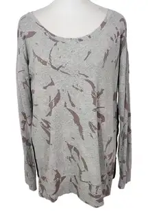 Calvin Klein Gray Athletic Tee Size Medium Gray and Pink Print Long Sleeve Tee