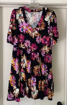 Pioneer Woman V Neck Jersey Tiered Dark Romantic Cottagecore Dress Medium