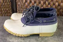 L.L. Bean White and Blue Duck Boots Size 8M