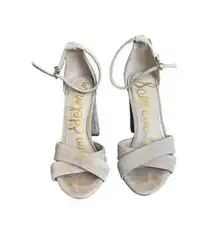 Sam Edelman  Beige Chunk Heel Open Toed Heels Size 7