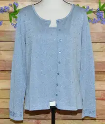 Emma James M Blue & Metallic Silver Sequin 2 Piece Silk Blend Jacket & Tank Top