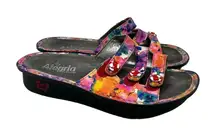 Alegria Fiona Slide Sandals Strap Leather Floral‎ Multicolor Size 38 US 8 - 8.5