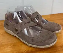 Earth Origins Remy Mary Jane Flats Comfort Shoes Tan Perforated Leather 6.5