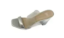 BP Nordstrom Size 9.5 Women’s Clear Heel Sandals Block Heel Silver Evening