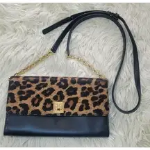 Michael Kors  Natalie Cheetah Natural HairCalf XL Wallet On A Chain Crossbody Bag