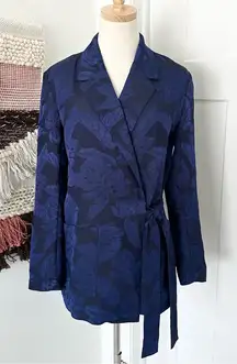 J. Crew Floral Jacquard Tie Blazer Navy Blue Sz S NWT
