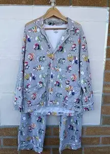 Nick & Nora Pajama PJ Set Polar Bears Fleece Button Front Long Sleeve large