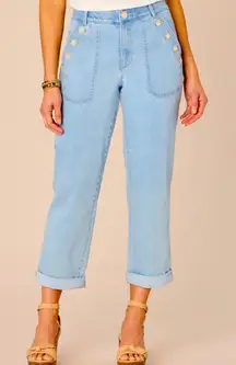 Democracy Light Wash Denim High Rise Roll Cuff Button Pockets Carpenter Jean 20W