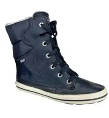 Keds Women's Black Droplet Leather Lace Up Sneaker Boot Winter Faux Fur Sz 7