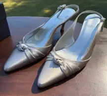 Anne Klein satin slingback kitten heel pumps