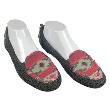 The Sak | Crocheted Slip on Flats | Boho | Black Multicolor Western Design| 7.5