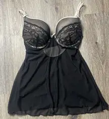 Jessica Simpson Black Lace Sheer Babydoll Lingerie