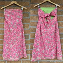 Lilly Pulitzer Pink Green  Strapless Casual Dress size 8