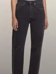 Agolde Black Nico Distressed High Rise Straight Slim Fit Jeans Size 24