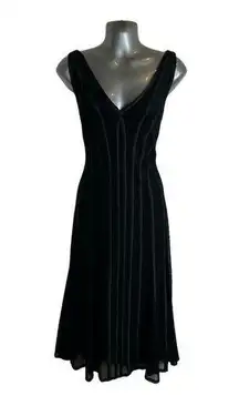 Tadashi Dress Sleeveless Double V Midi Cocktail Evening Mesh Black Women's Large