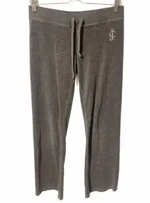 Juicy Couture  Size Small Grey Velour Slim Leg Pull On Track Pant