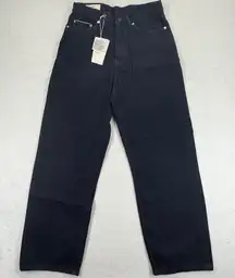 Zara‎ Origins Black Denim Wide Leg Selvedge Jeans US 28 Rigid High Waist