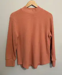 Madewell Waffle Knit Long Sleeve Crewneck Tee Women's Size Large Salmon Pink