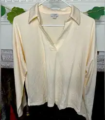 J.Crew  light weight collared v neck basic closet staple size L