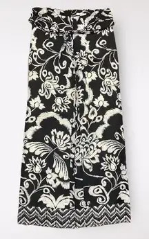 Tyler Boe Silk Tie‎ Waist Black And White Floral Pants Size 4