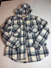 Boston Traders Womens Flannel Shirt Jacket Plaid Hooded Sherpa Lined S‎ Small