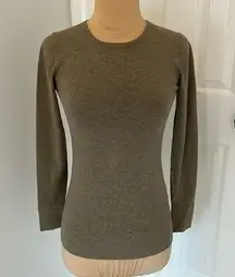 Minnie Rose Mocha Stretch Cotton Fitted Crewneck Sweater