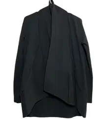 Lucy Drape Front Open Cardigan Sweater Long Sleeve Pockets Solid Black Small