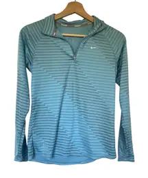 Nike running dri-fit women's quarter zip nike element top XL blue gray striped