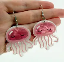 Pink Kawaii Jellyfish Acrylic Dangle Earrings, Novelty Earrings