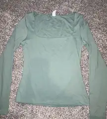 90 Degree by Reflex Green Square Neck Long Sleeve Top