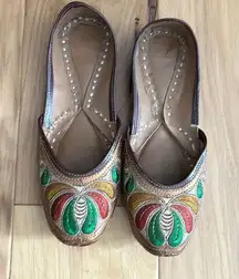 Indian multicolor Mojari Khusa Leather Sandal flats juti