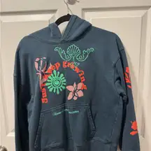 Source Unknown Blue Hoodie with Pink and Green Accents
