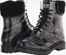 Kenneth Cole  Reaction Cozy Rain Boots Dark Gray Camo Lace-up