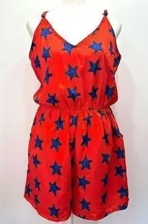 NEW ModCloth Compañia Fantastica Red with Blue Starfish Shorts Jumper Large