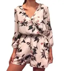 blush floral faux wrap romper size small