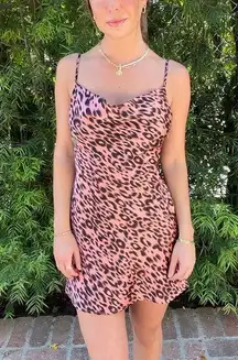 ZARA Cotton candy LA cheetah print slip dress