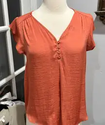 Rachel Zoe Silk Orange Cap Sleeve Top