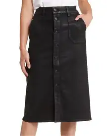 Paige Meadow Coated Utility Button Front Midi Skirt in Black Fog 27