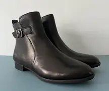 NWT Born Black Leather Buckle Side Zipper Ankle Boots