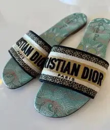 Dior Dway Turquoise Blue In Lights Slides Flat Sandals Size 39.5 / US 9.5