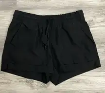 90 Degree By Reflex Black Elastic Drawstring Waist Pull On Shorts Size Small