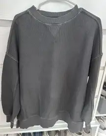 Grey Ribbed Crewneck