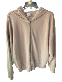 PINK Victoria’s Secret Oversized Light Tan Mocha Zip Up Hoodie size Medium