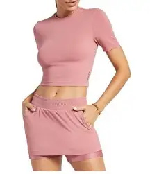 Koral Baby Cropped Athletic Top Light Pink Short Sleeve XS