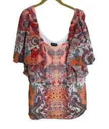 City Chic Beaded Neckline Paisley Blouse XS/14