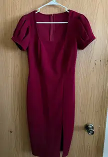 Elegant Burgundy Dress with Puff Sleeves